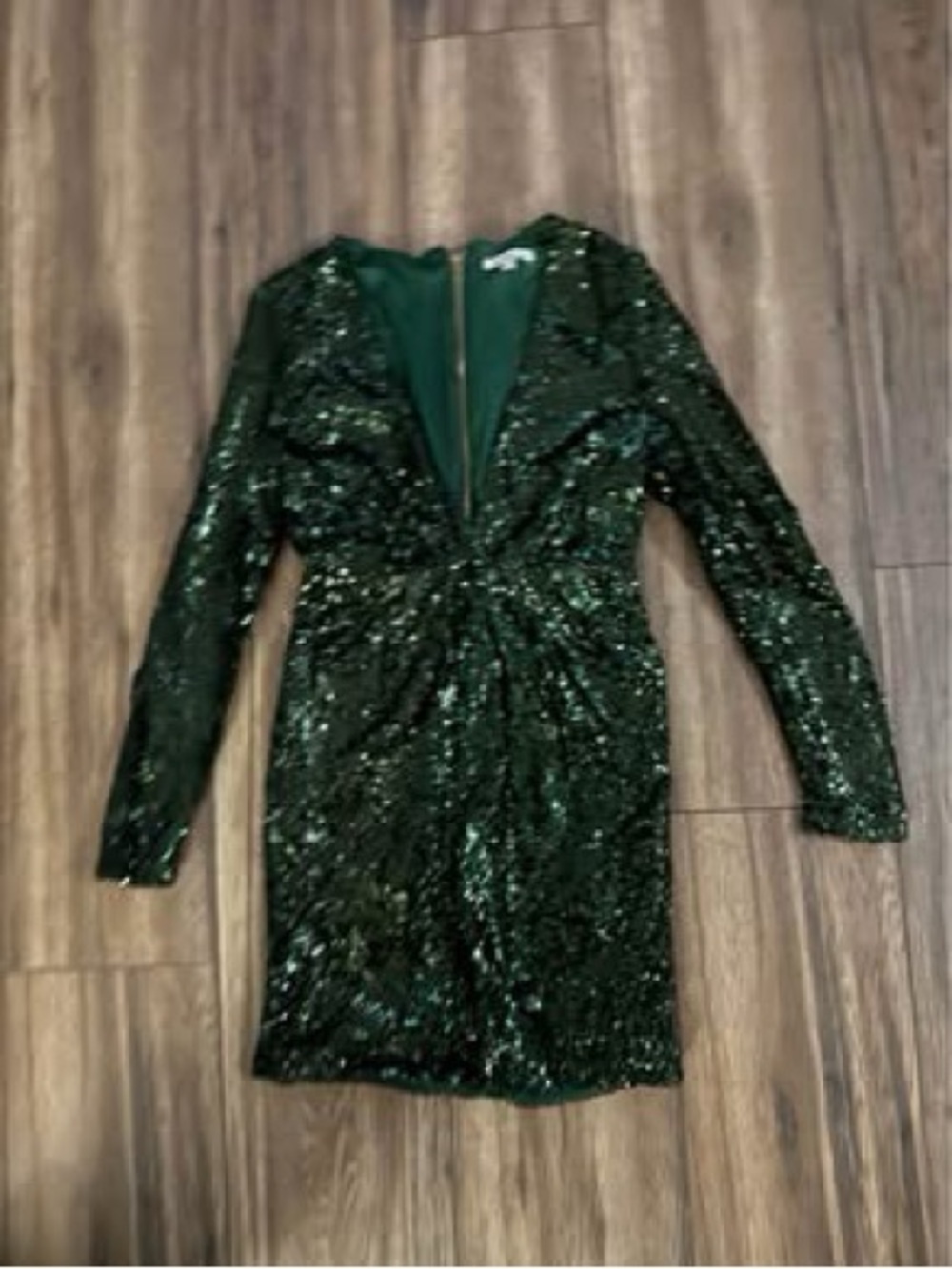 Charlotte Russe Emerald Green Sequin Long-Sleeve Party Dress